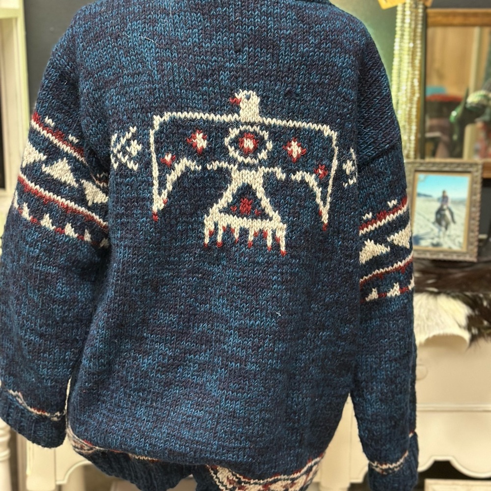 Navy Blue Patterned Sweater - image 2